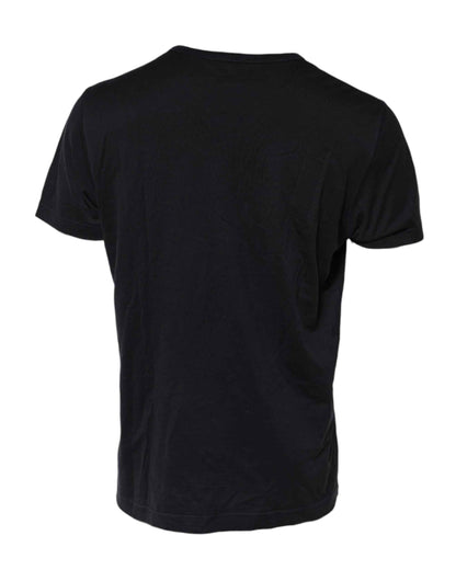 Dark Blue Logo Plaque Cotton Crewneck T-shirt