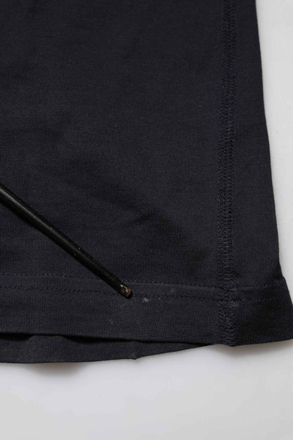 Dark Blue Logo Plaque Cotton Crewneck T-shirt