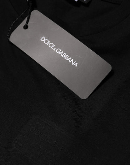 Black Cotton Crew Neck Short Sleeves T-shirt