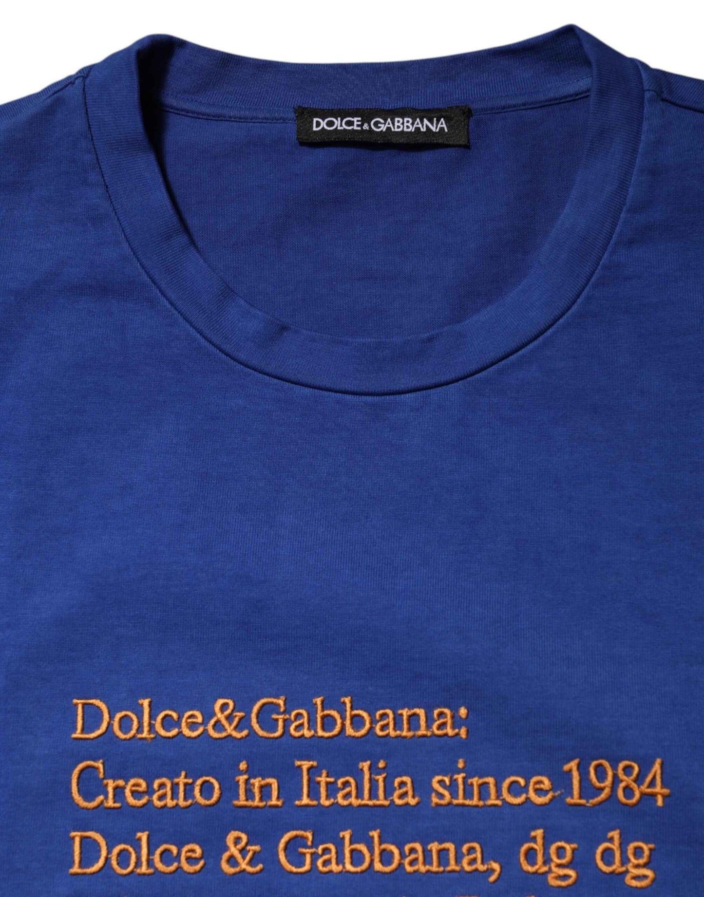 Blue Logo Graphic Cotton Crew Neck T-shirt