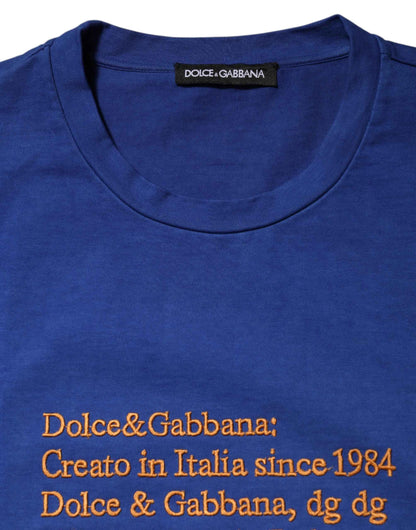 Blue Logo Graphic Cotton Crew Neck T-shirt