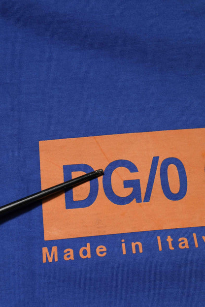 Blue Logo Graphic Cotton Crew Neck T-shirt