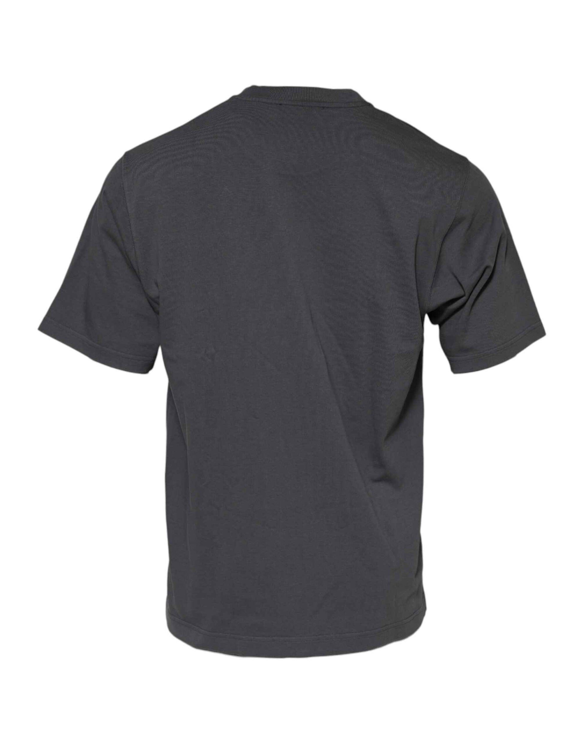 Gray Logo Graphic Cotton Crew Neck T-shirt