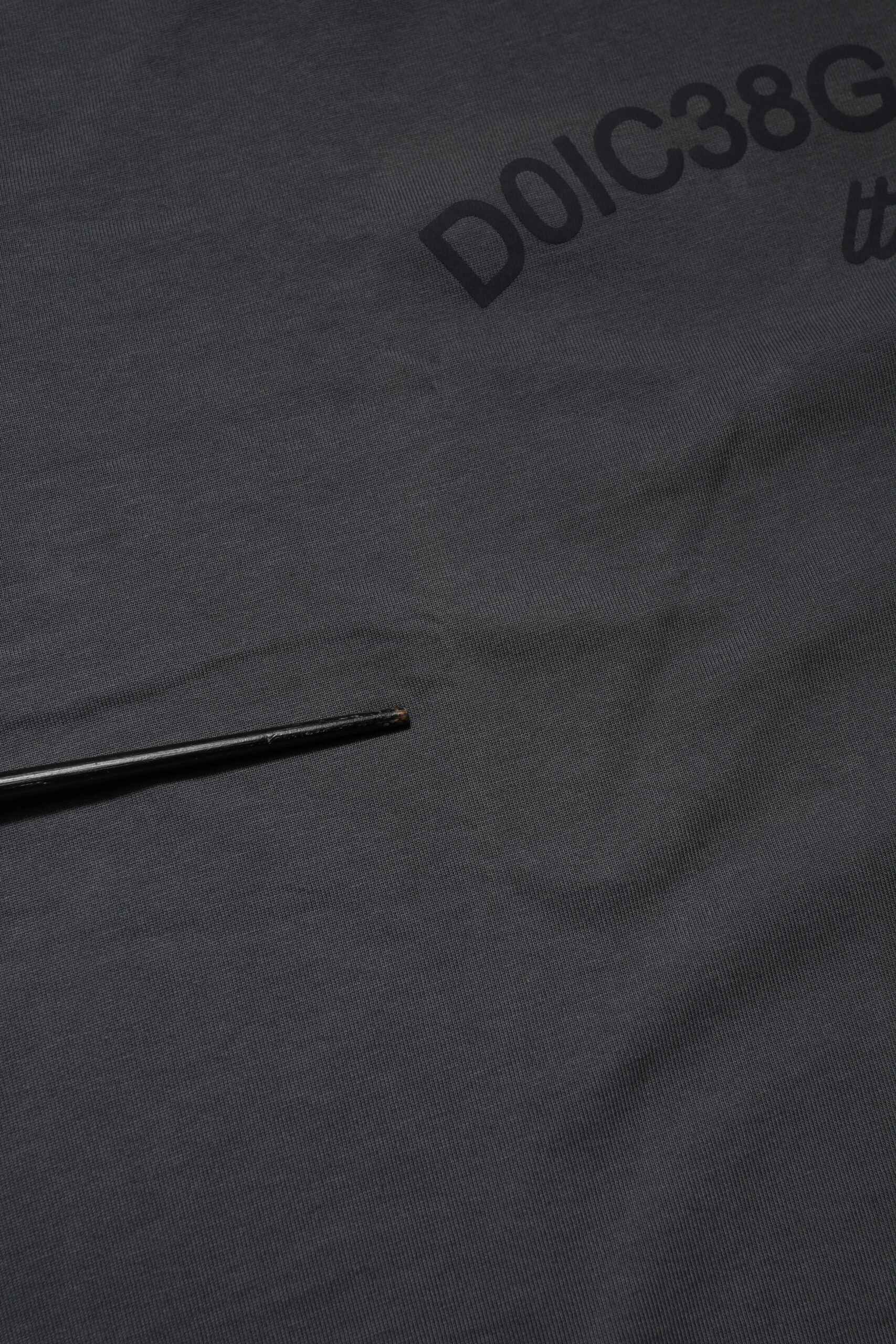 Gray Logo Graphic Cotton Crew Neck T-shirt