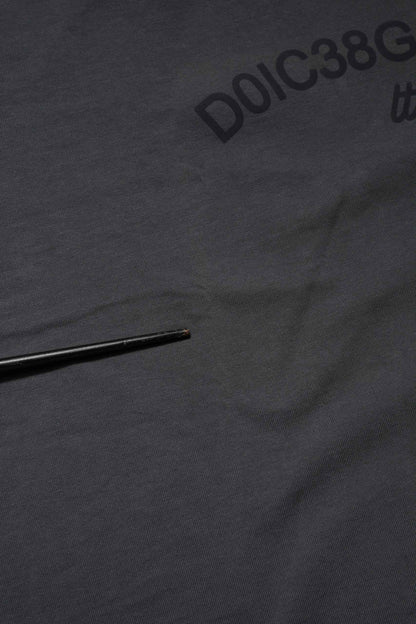 Gray Logo Graphic Cotton Crew Neck T-shirt