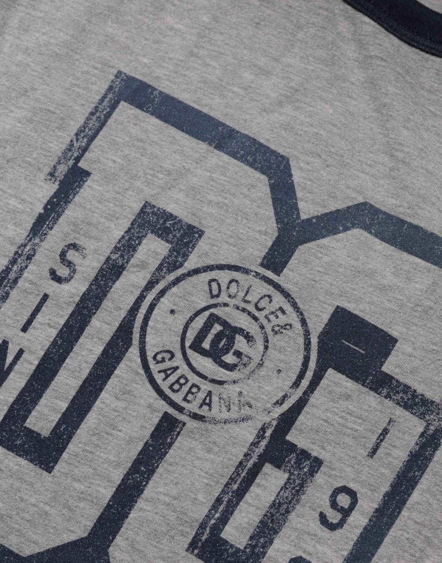 Gray DG Graphic Print Cotton Crewneck T-shirt