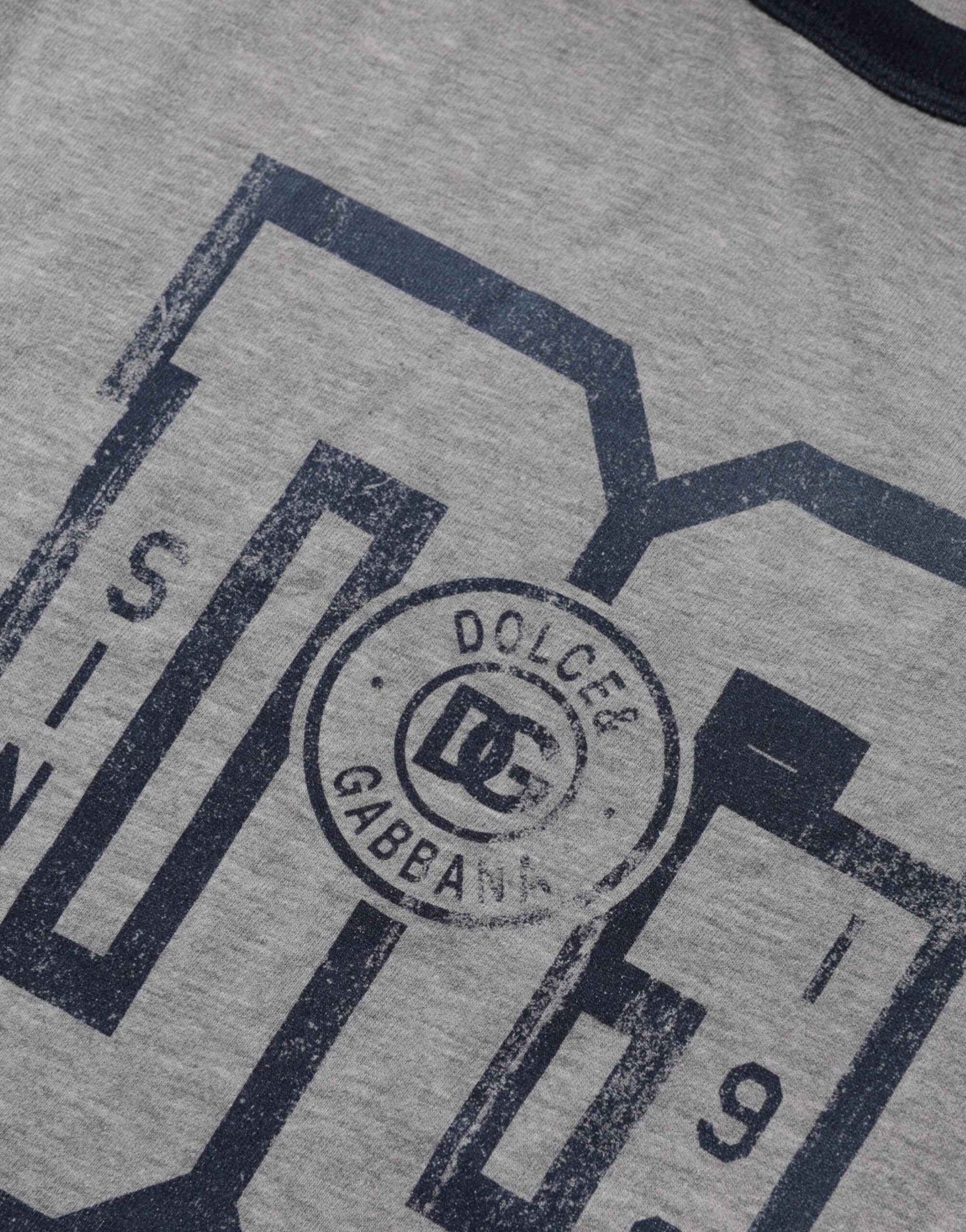 Gray DG Graphic Print Cotton Crewneck T-shirt