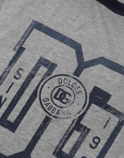 Gray DG Graphic Print Cotton Crewneck T-shirt