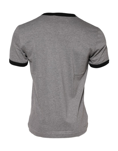 Gray Sacred Heart Cotton Crew Neck T-shirt