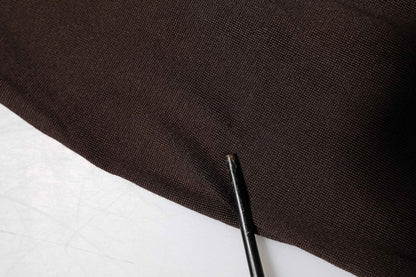 Brown Silk Crew Neck Short Sleeves T-shirt