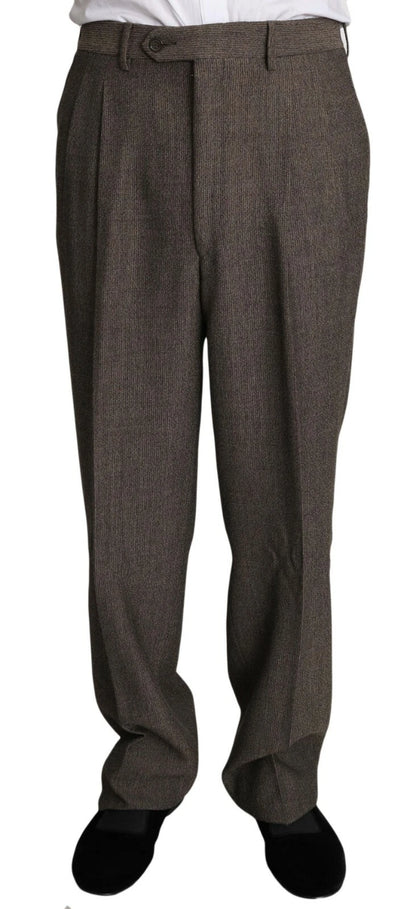 Brown Single Breasted Wool Suit