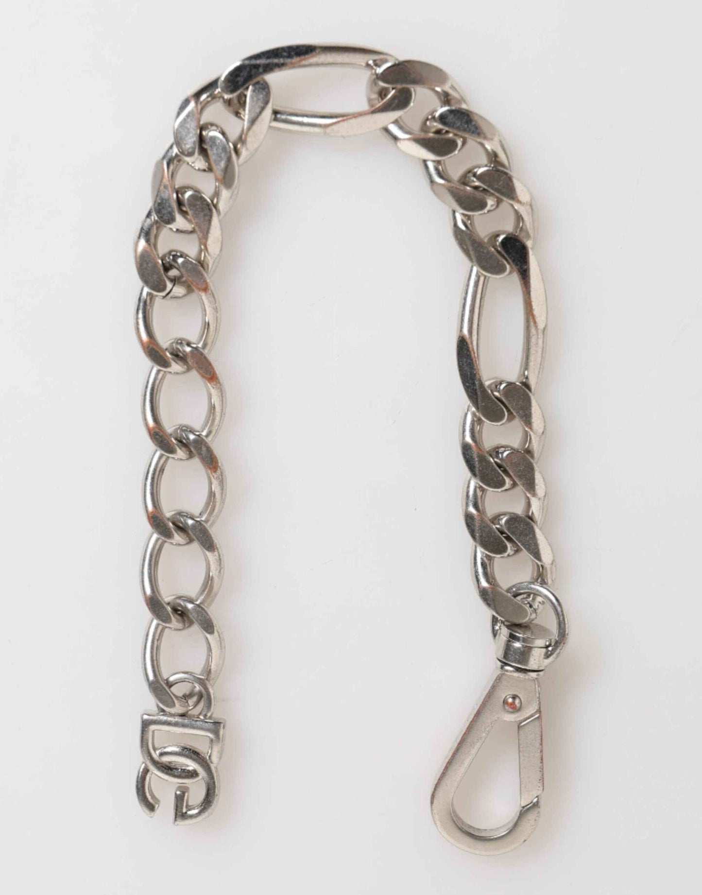 Silver Tone Brass Chain Lobster Clasp DG Logo Bracelet