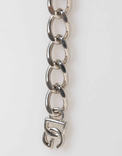 Silver Tone Brass Chain Lobster Clasp DG Logo Bracelet