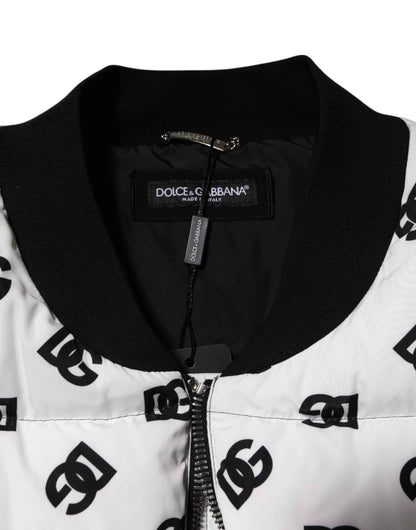 White DG Monogram Full Zip Quilted Jacket