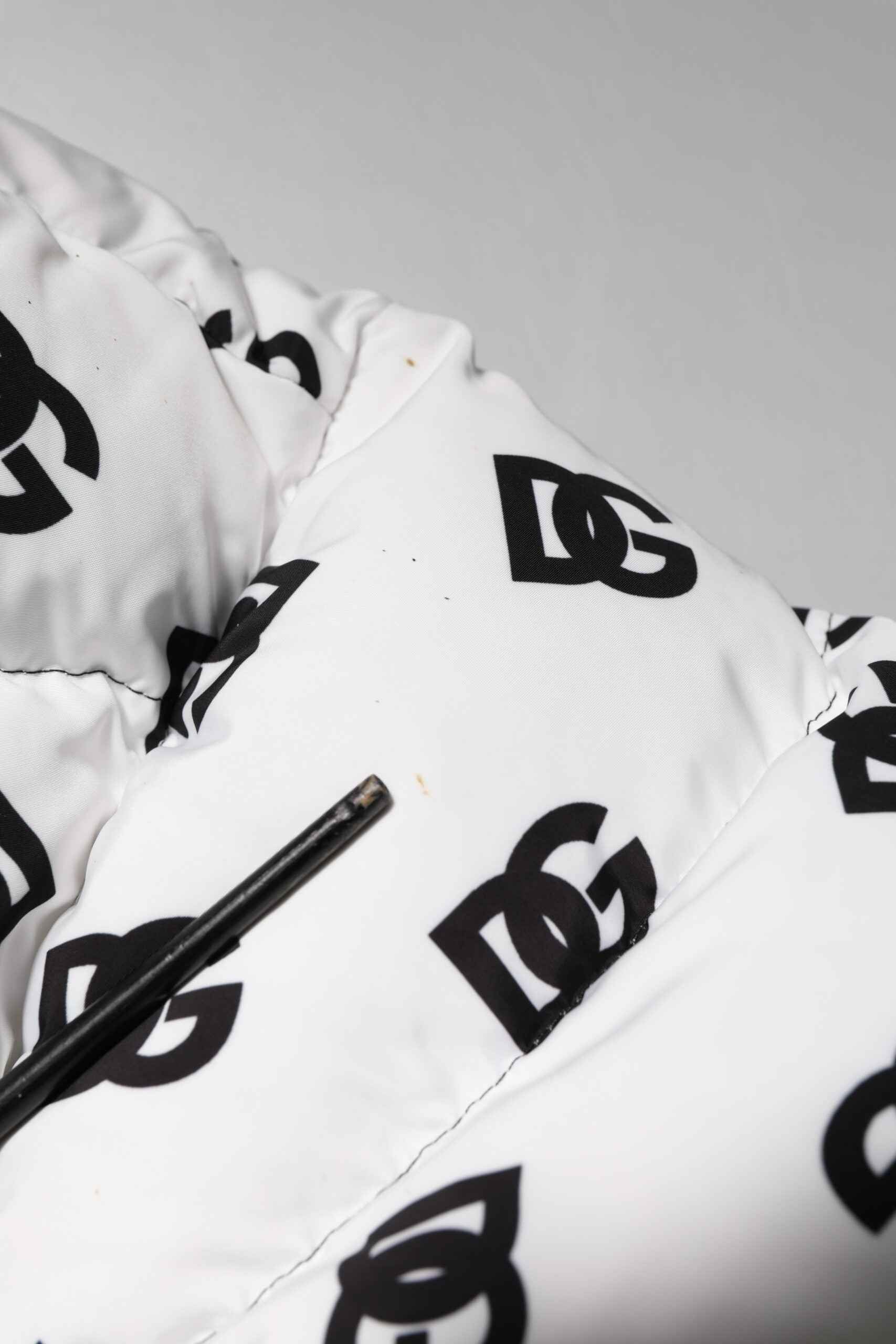 White DG Monogram Full Zip Quilted Jacket