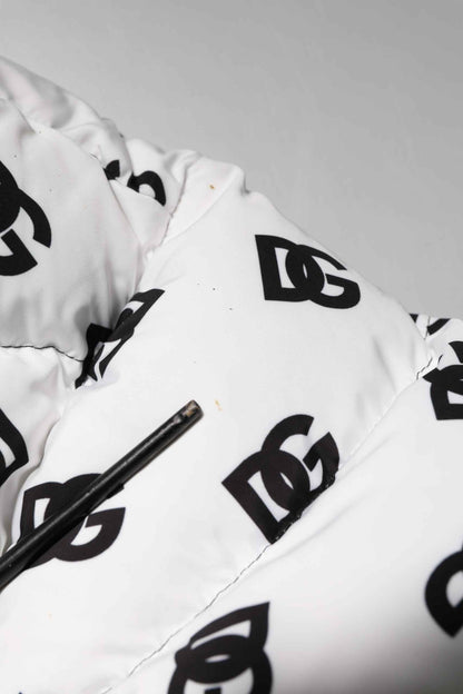 White DG Monogram Full Zip Quilted Jacket