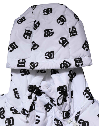 White DG Monogram Hooded Quilted Jacket