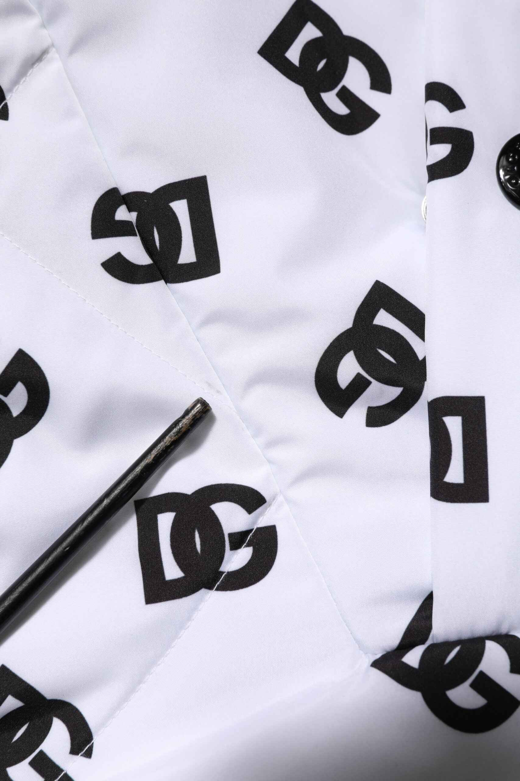 White DG Monogram Hooded Quilted Jacket