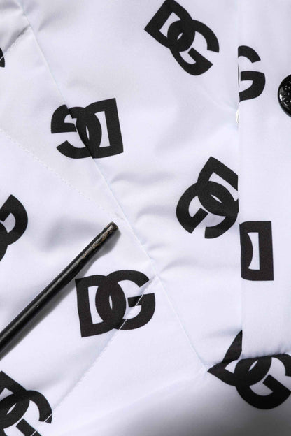 White DG Monogram Hooded Quilted Jacket