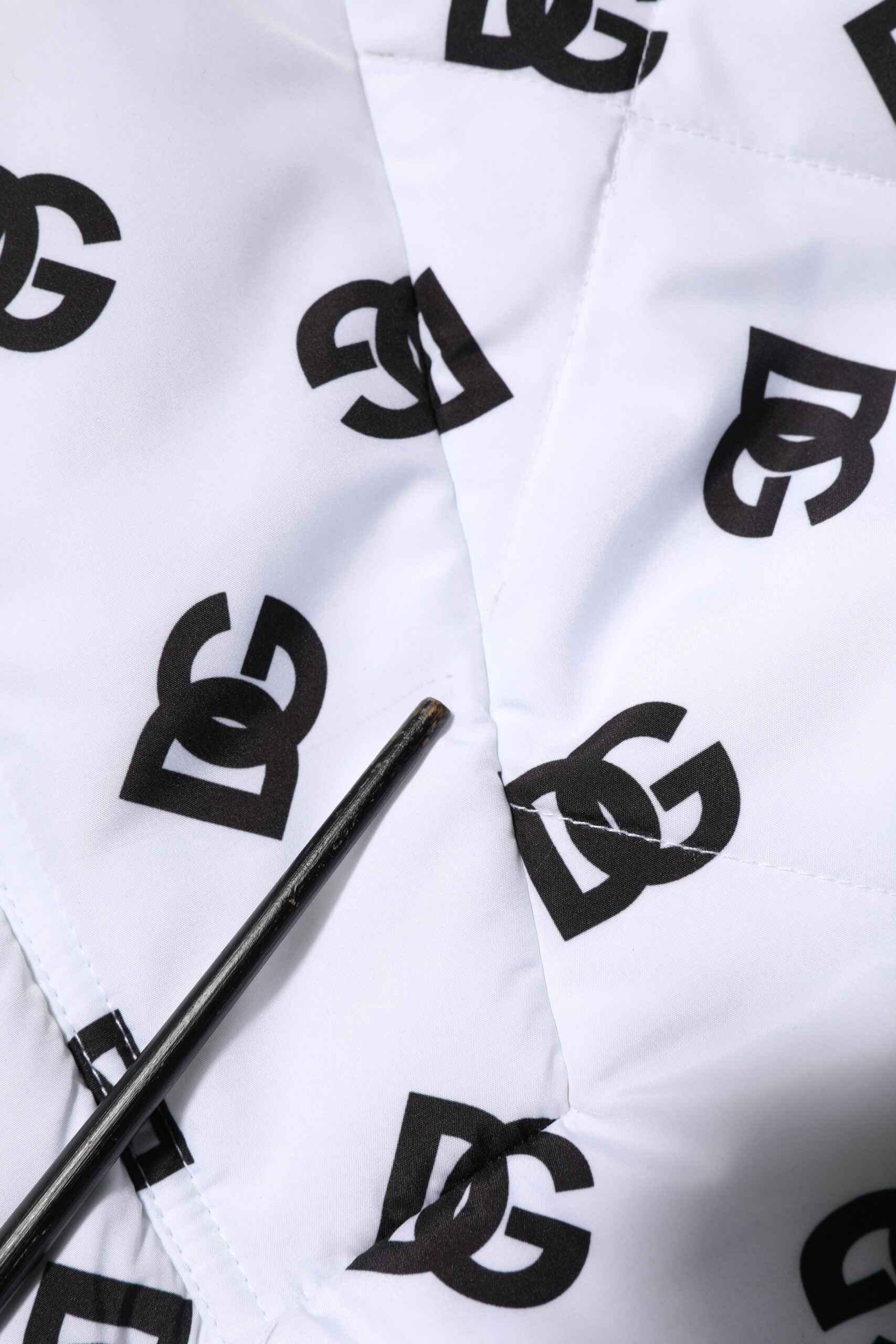 White DG Monogram Hooded Quilted Jacket