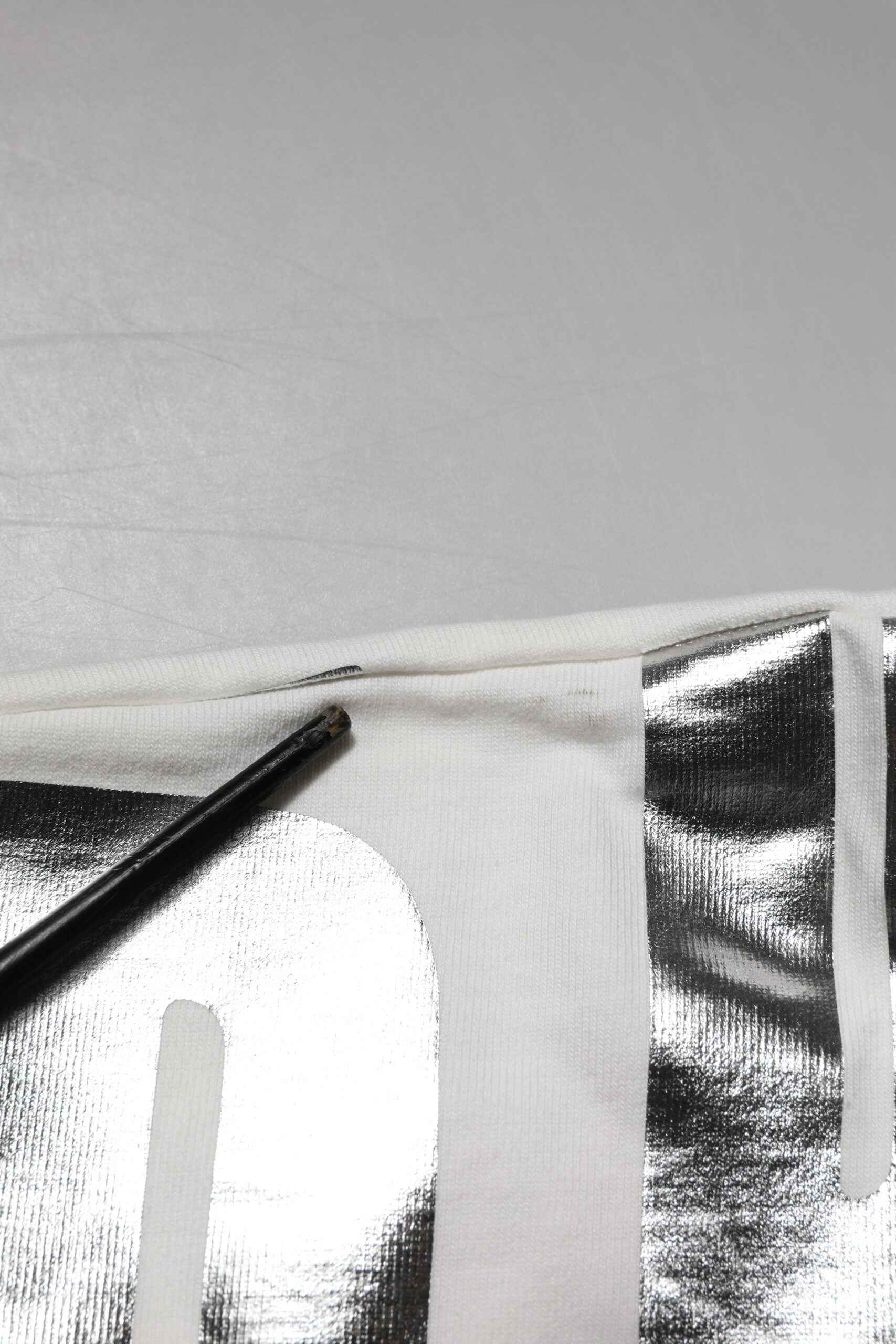 White Metallic Print Cotton CrewNeck T-shirt