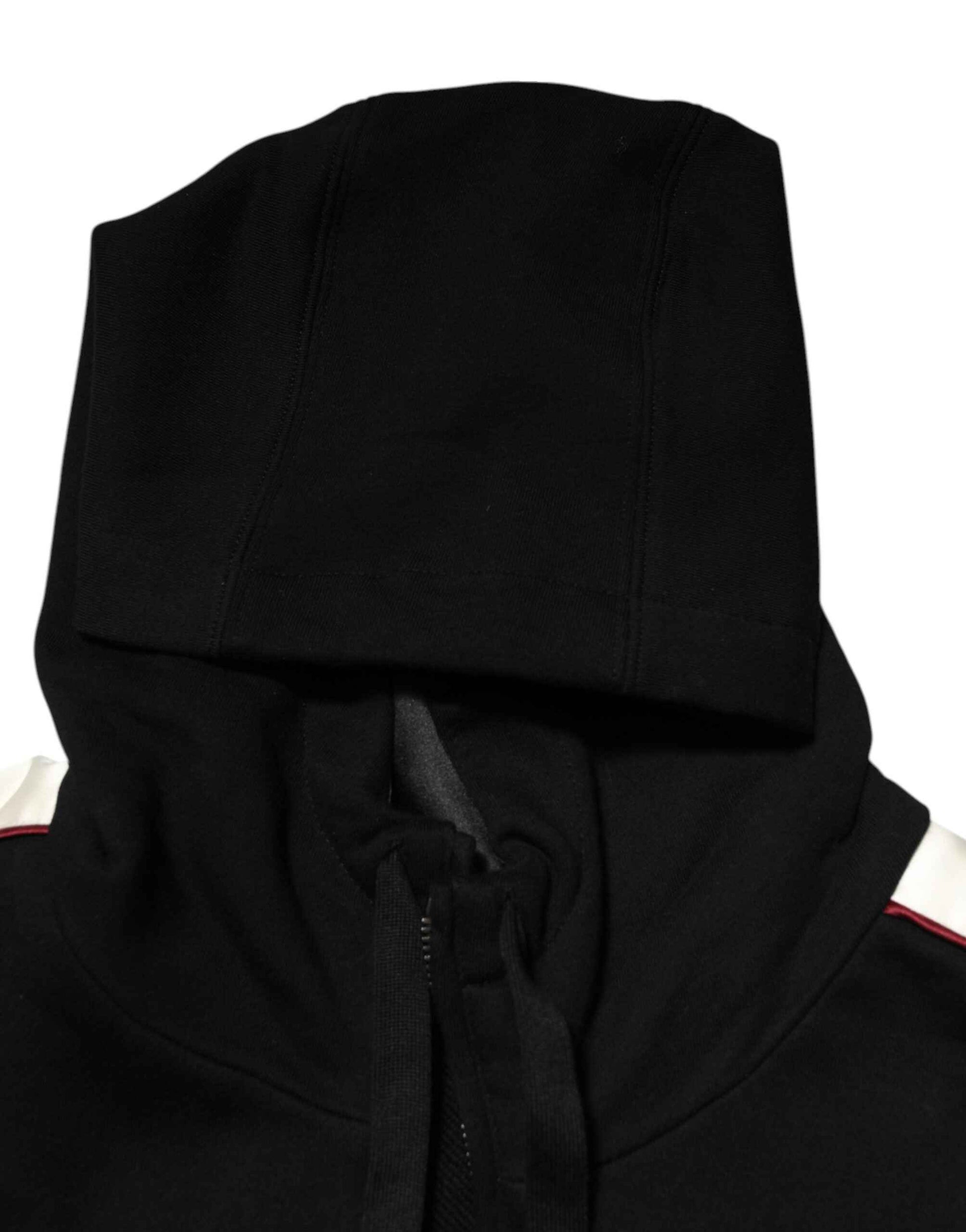 Black Cotton Plaque Track Cardigan Sweater