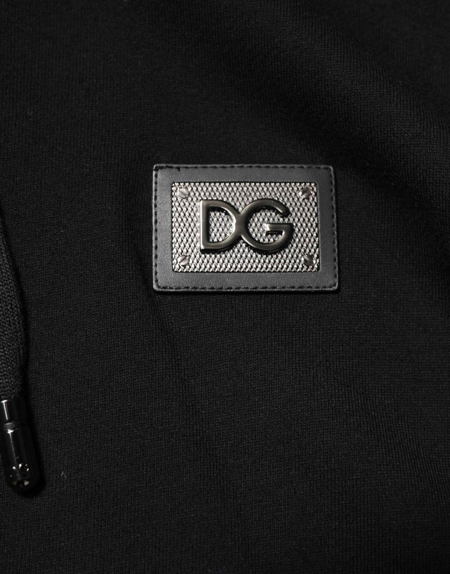 Black Cotton Plaque Track Cardigan Sweater