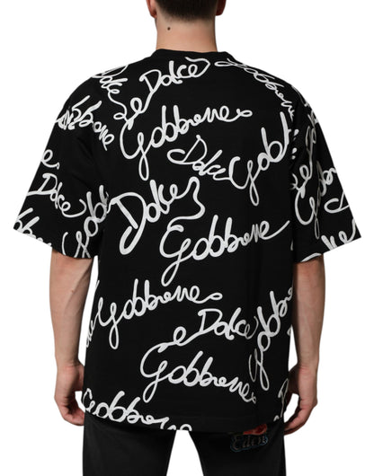 Black Logo Print Cotton Crew Neck T-shirt