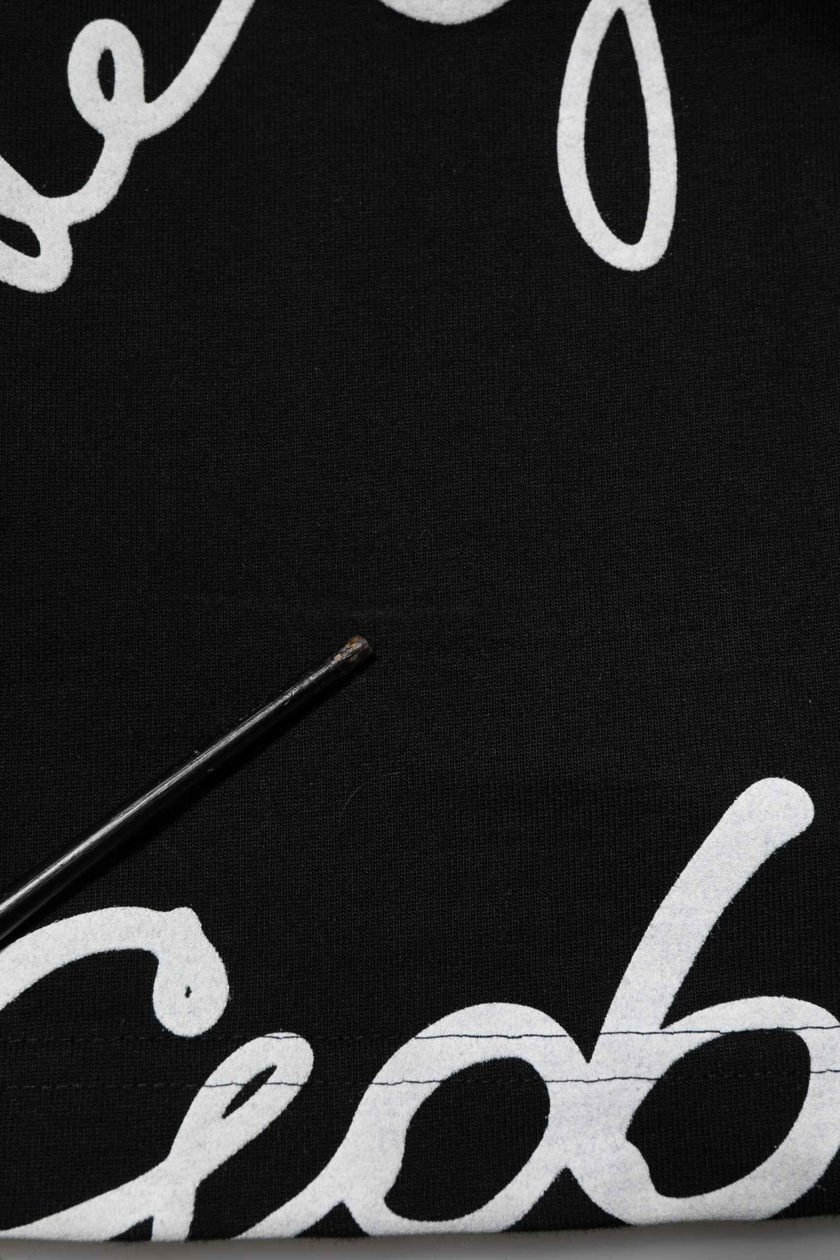 Black Logo Print Cotton Crew Neck  T-shirt