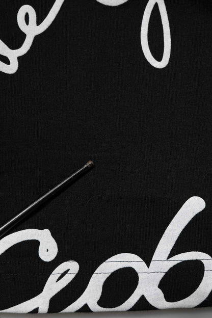 Black Logo Print Cotton Crew Neck  T-shirt