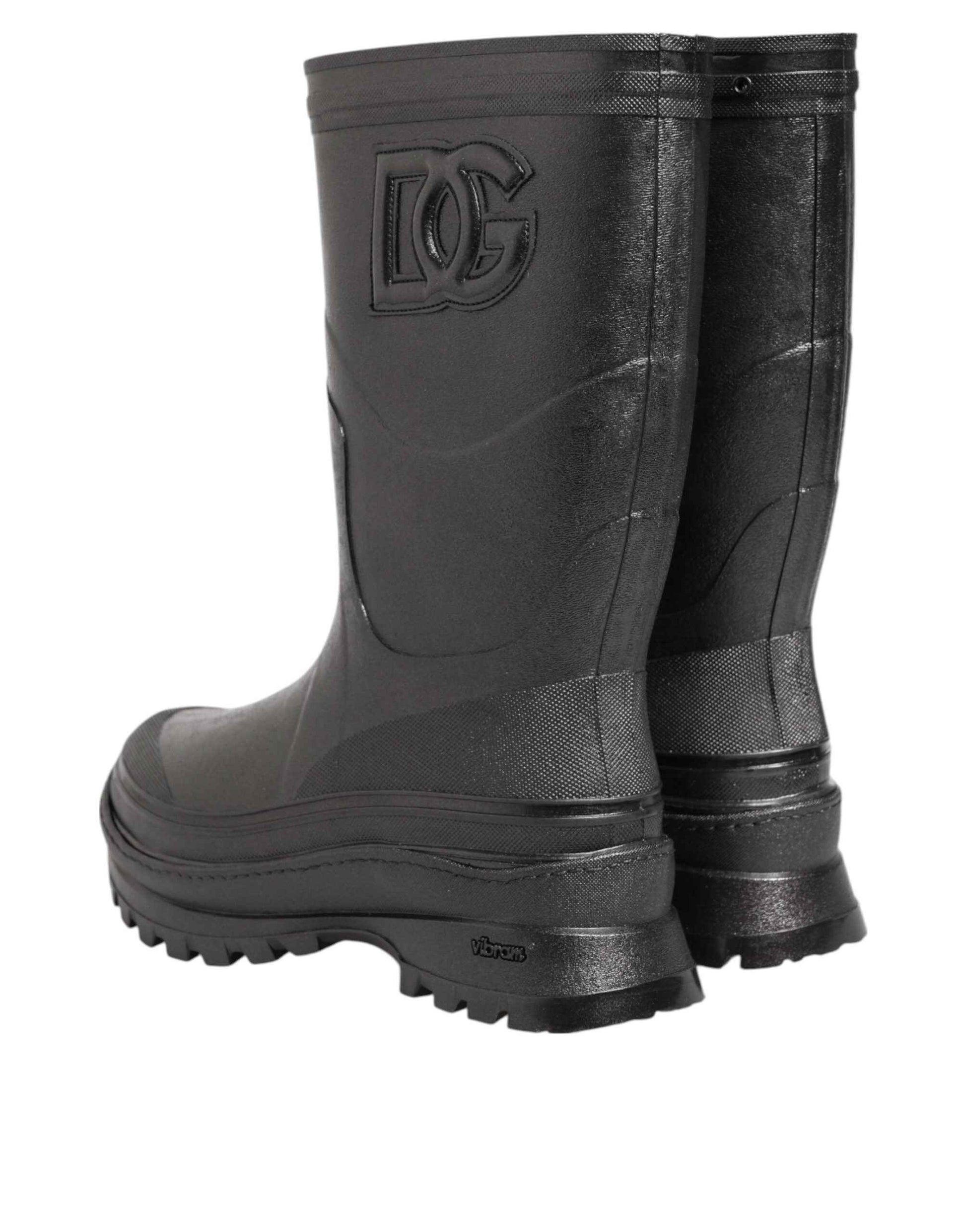 Metallic Black Pull On Rain Boots Men Shoes