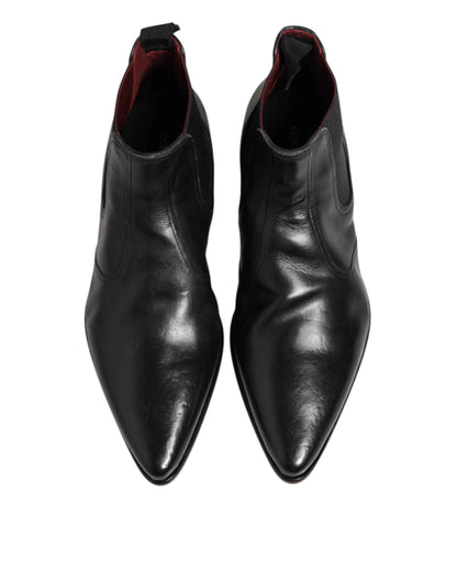 Black Chelsea Slip On Men Ankle Boots Shoes