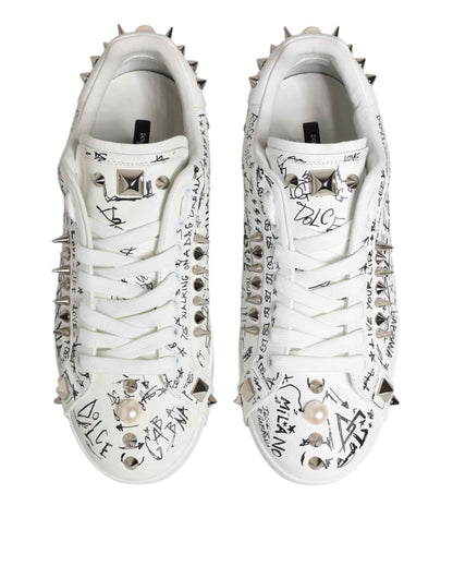 White Portofino Studded Men Sneakers Shoes