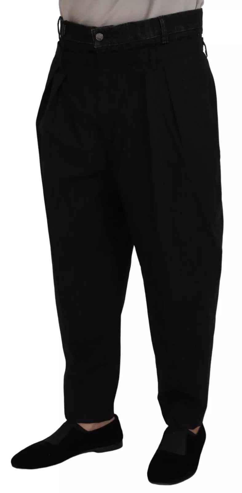 Black CottonStretch Loose DenimTrouser Jeans