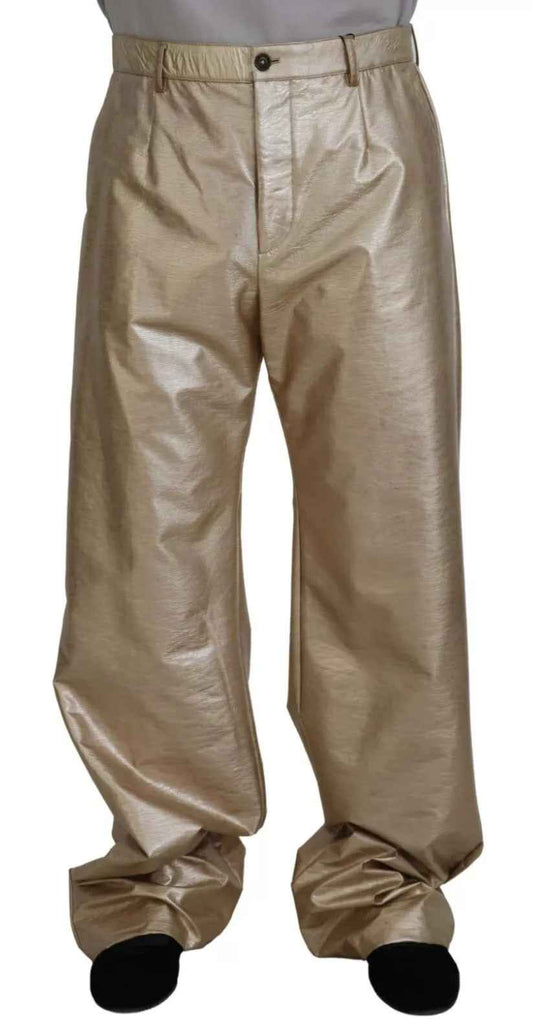 Metallic Gold Polyester StraightTrouser Pants