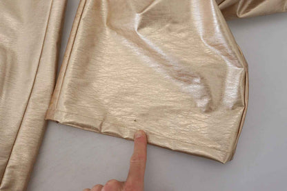 Metallic Gold Polyester StraightTrouser Pants
