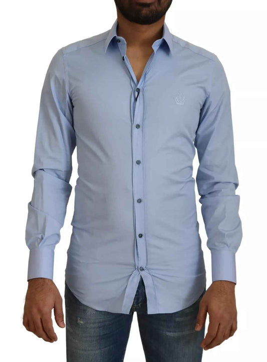 Light Blue Cotton Slim Fit Dress Shirt