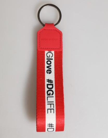 Red Logo Polyester Silver Brass Holder Keychain Keyring