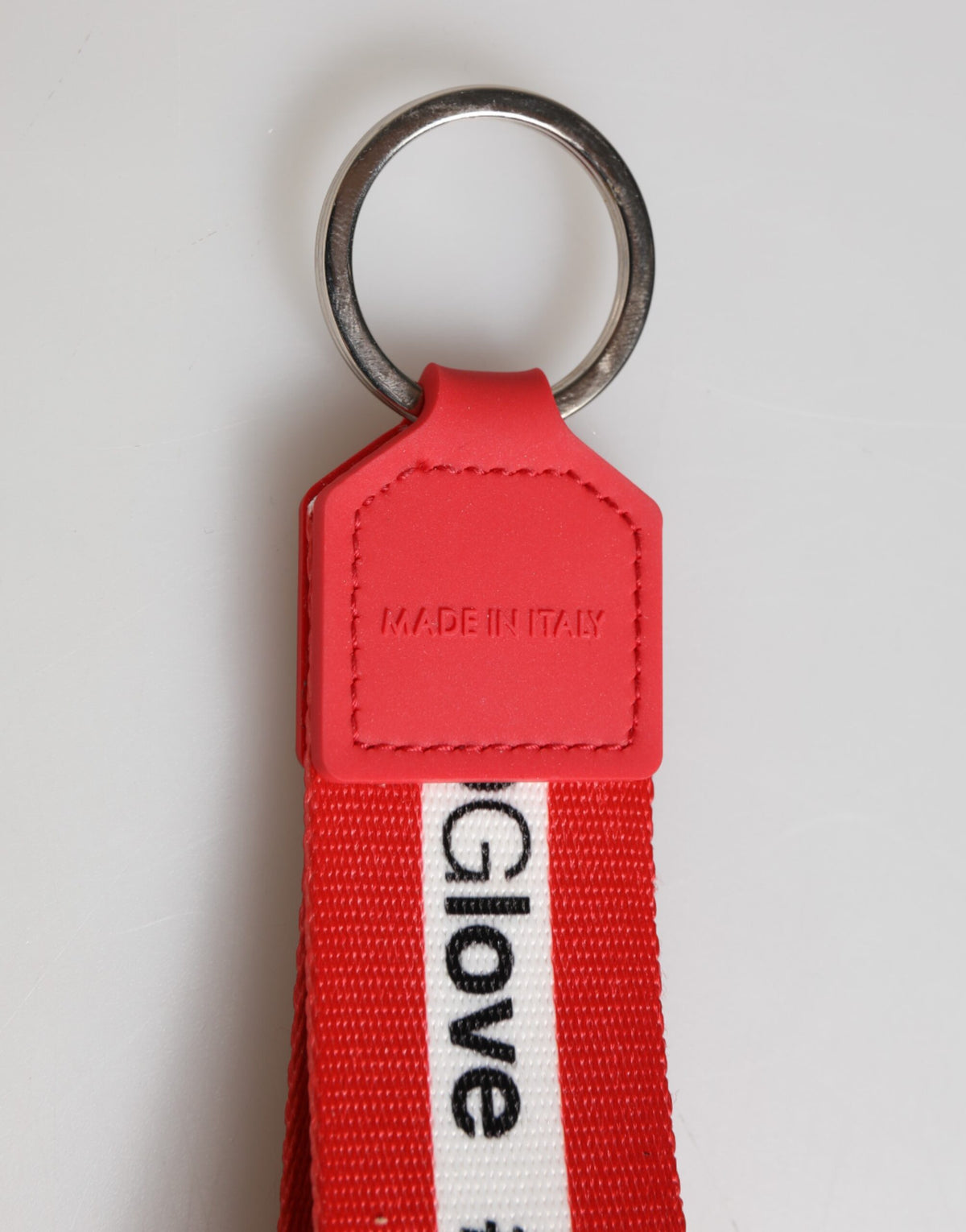 Red Logo Polyester Silver Brass Holder Keychain Keyring