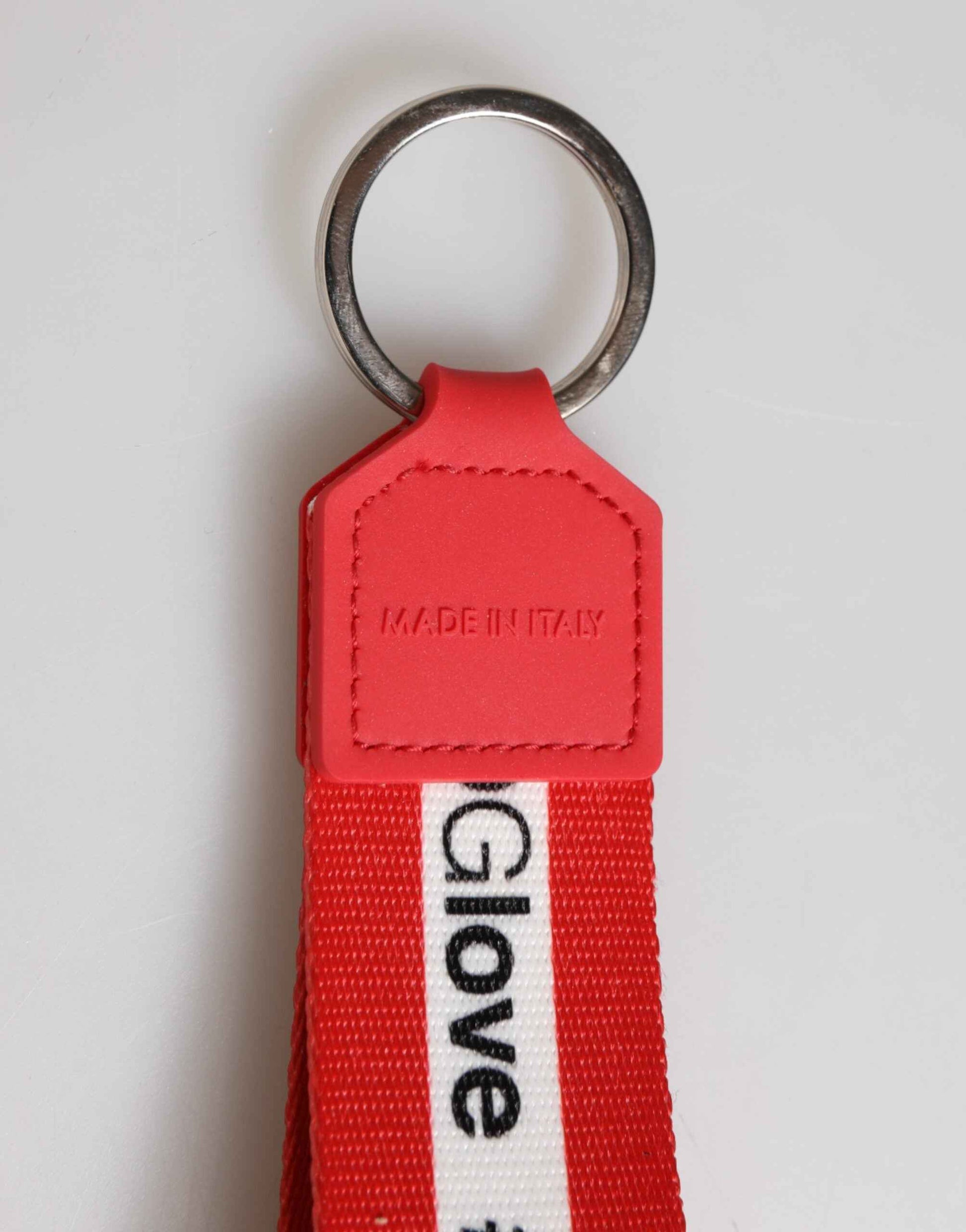 Red Logo Polyester Silver Brass Holder Keychain Keyring