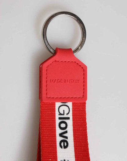 Red Logo Polyester Silver Brass Holder Keychain Keyring