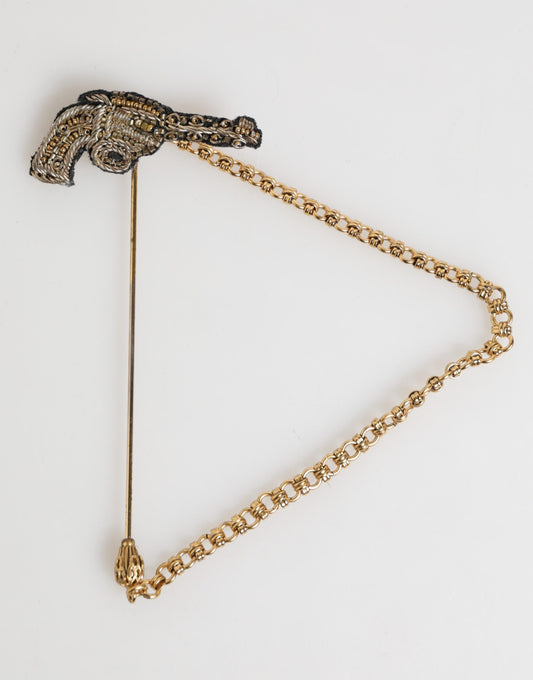 Lapel Pin Brass Copper Revolver Men Accessories Brooch
