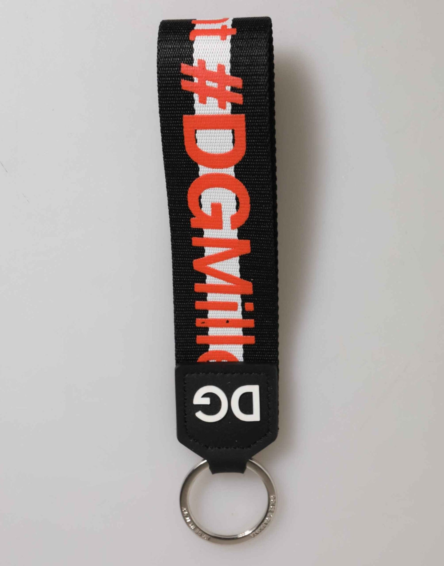 Black Red Logo Polyester Brass Holder Keychain Keyring