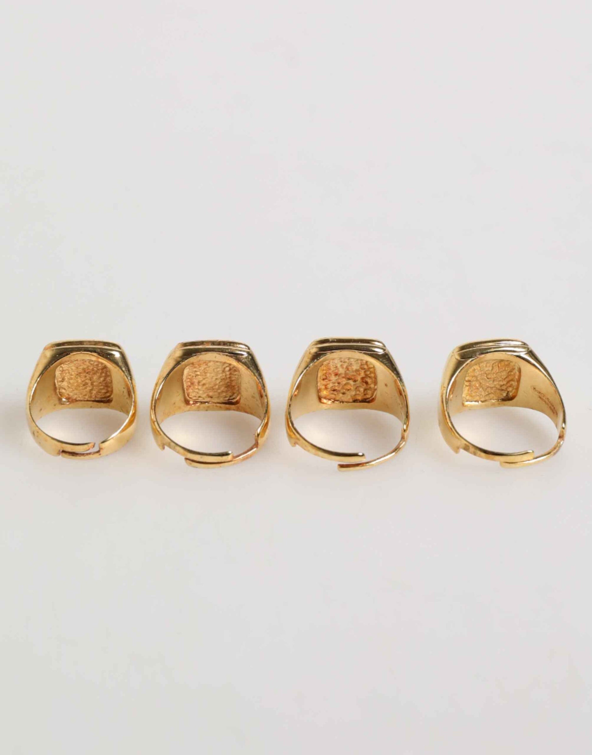 Gold Tone Brass JAZZ Letter Set 4 Pieces Adjustable Ring