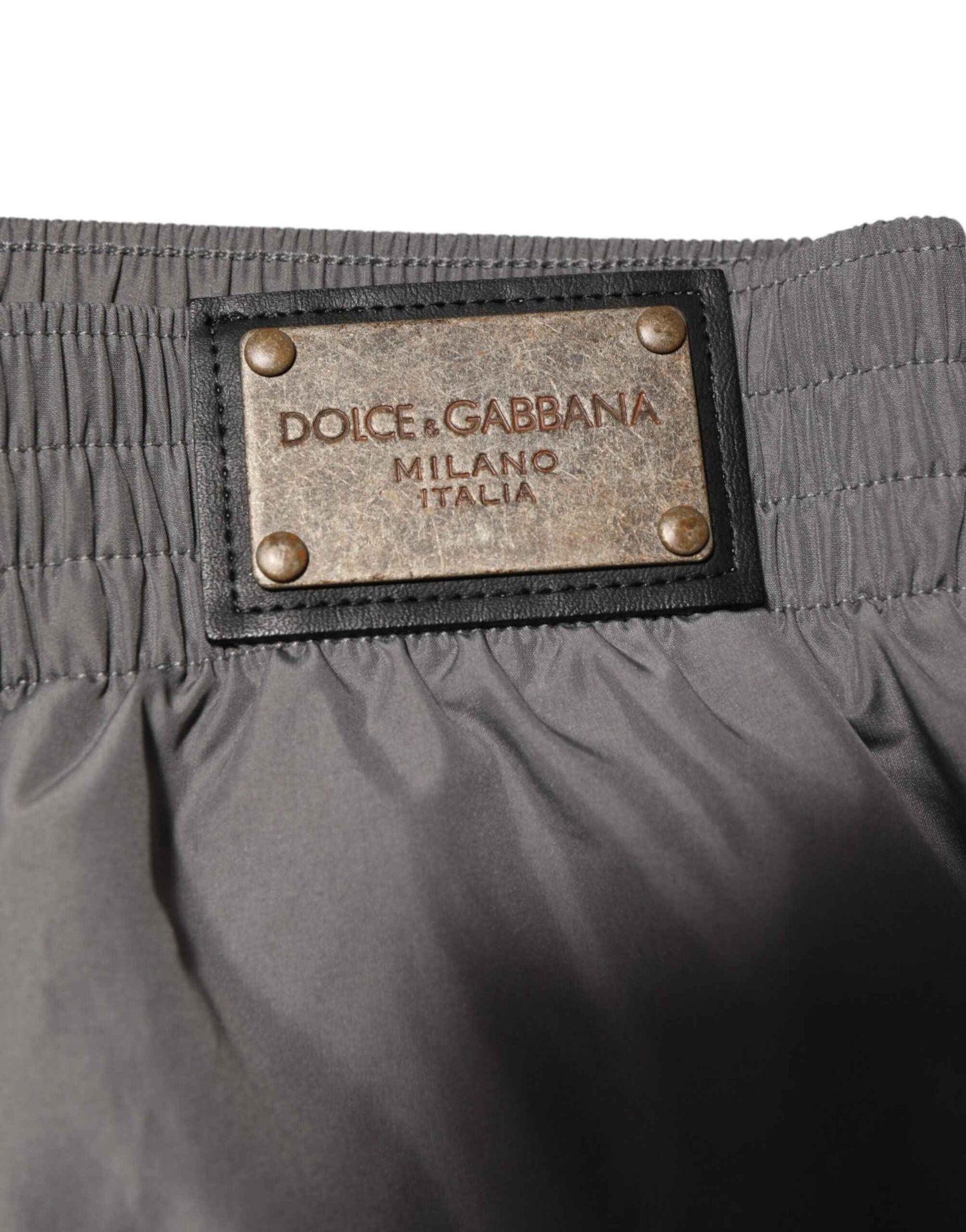 Light Gray Nylon Elastic Waist Shorts Swimwear