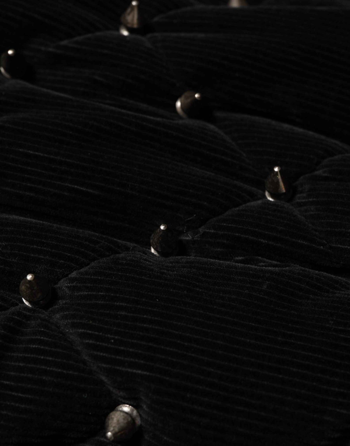 Black Cotton Quilted Studded Sleeve Hoodie Jacket