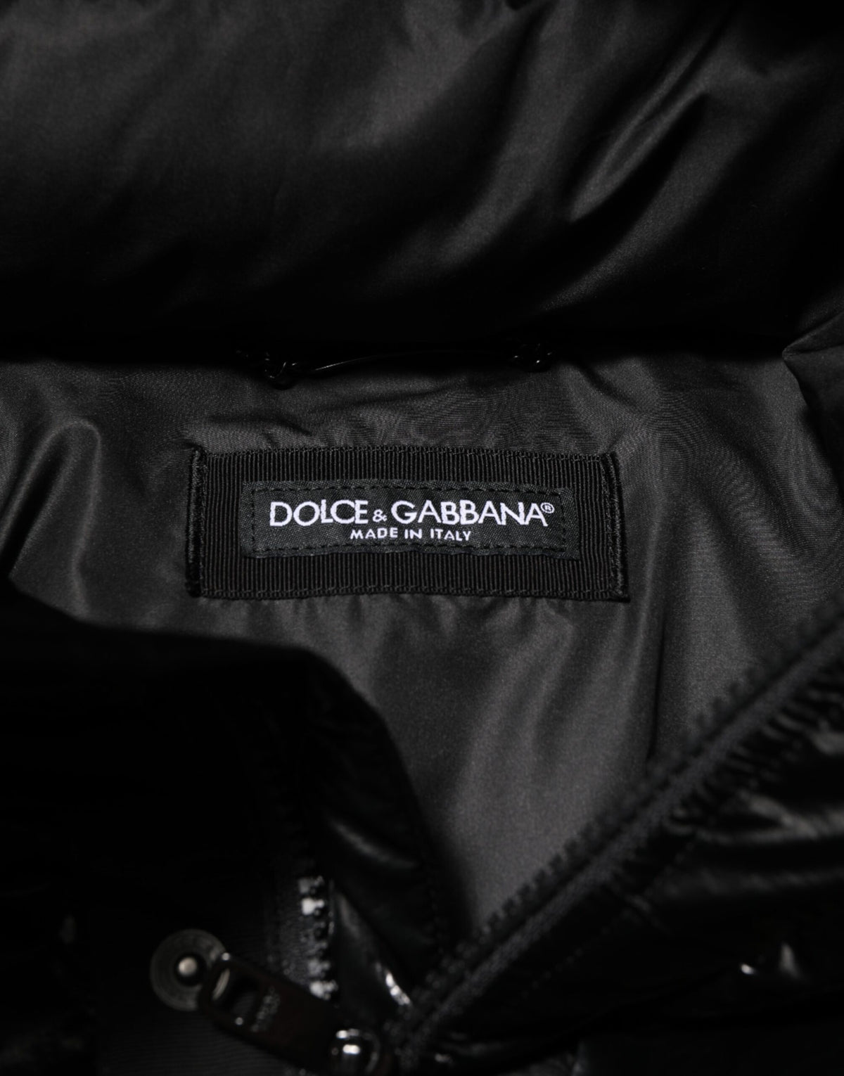 Black Logo Full Zip Hooded Quilted Jacket