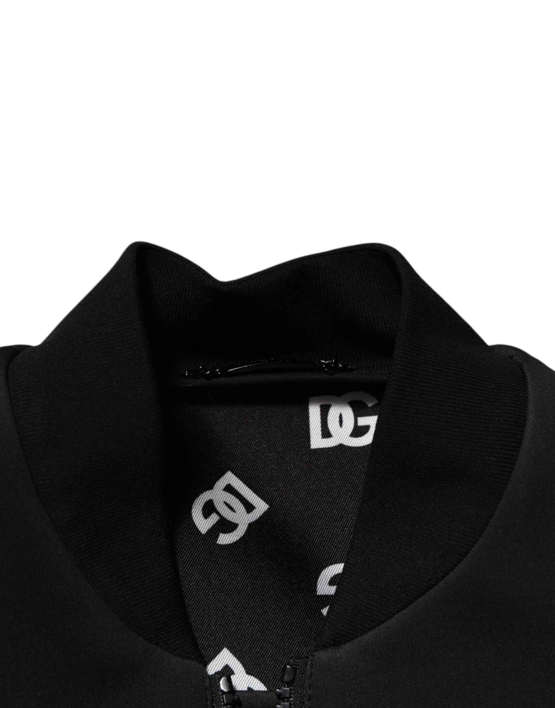 Black Polyester Logo Plaque Bomber Jacket