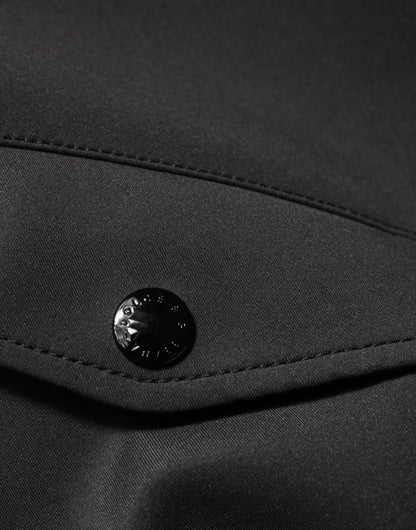 Black Polyester Logo Plaque Bomber Jacket