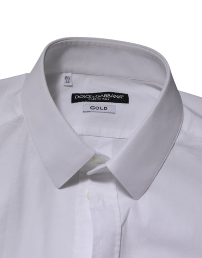 White Cotton GOLD Long Sleeves Formal Men Shirt
